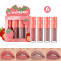 Kit Mini Gloss Labial Matte Velvet, 4 Peças, Não Desbota, Não Gruda no Copo, Tintura Labial de Longa Duração com Aroma de Frutas, Suave e Leve