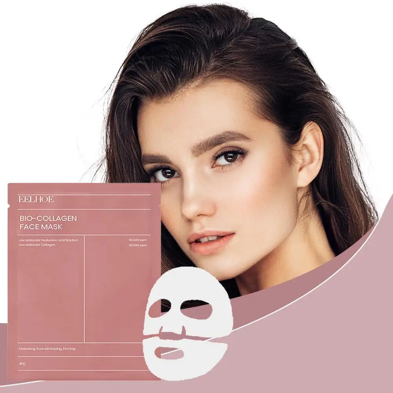 Máscara Facial de Bio-Colágeno – Máscara de Gel Hidrogel com Proteína de Colágeno – Hidratação Profunda e Suave.