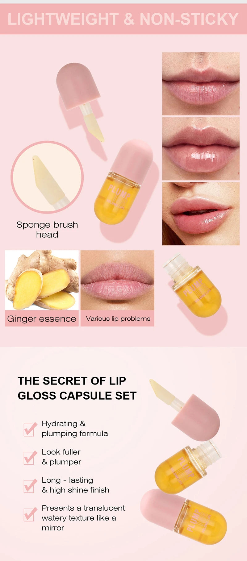 Óleo Lip Plumper de Longa Duração, Intensificador de Volume Instantâneo, Sérum Labial, Colágeno para Lábios.