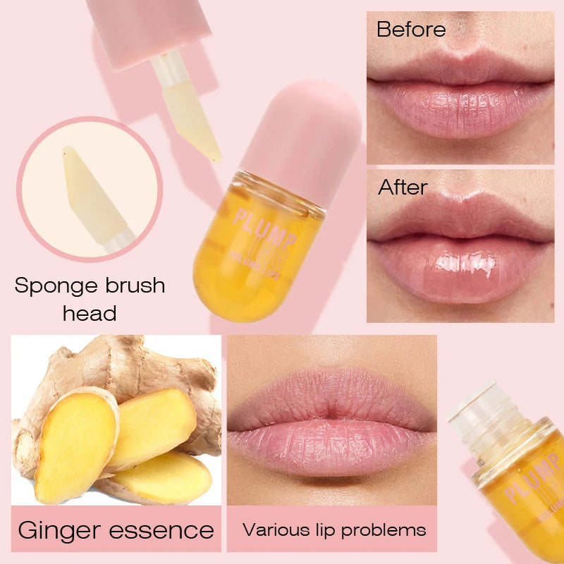 Óleo Lip Plumper de Longa Duração, Intensificador de Volume Instantâneo, Sérum Labial, Colágeno para Lábios.