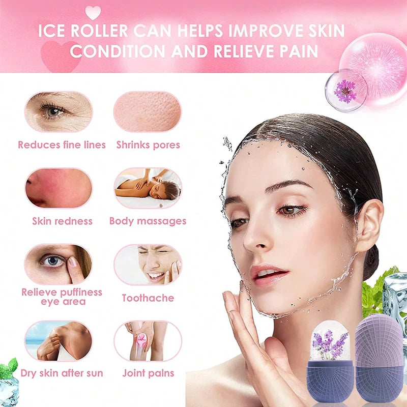 Rolo de Gelo para Rosto Aprimorado - Rolo de Molde de Gelo de Silicone Firma a Pele Facial, Resfriamento.