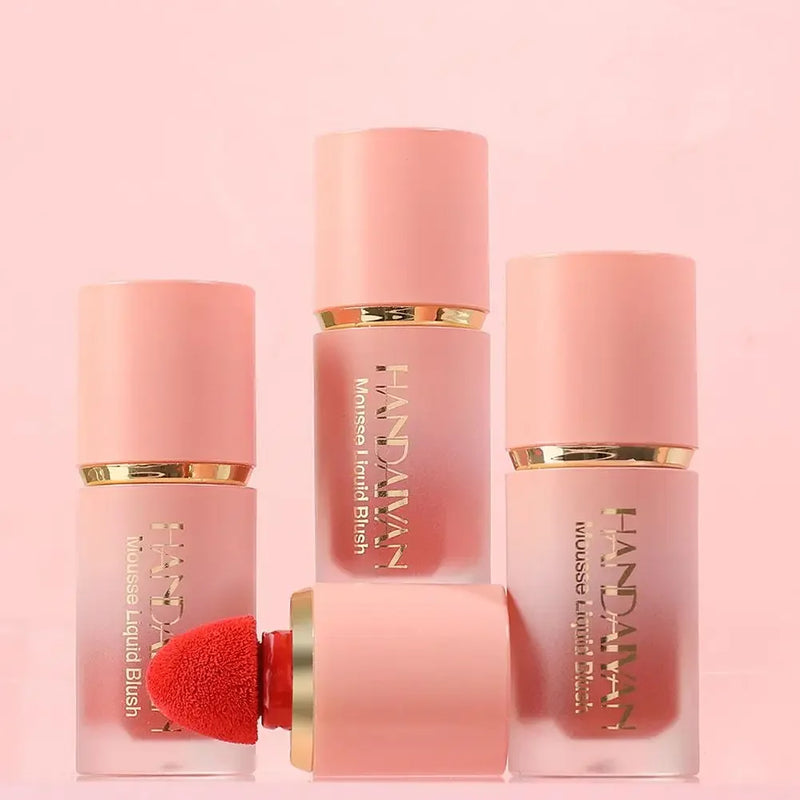 Blush Líquido Matte com Glitter Handaiyan, Mousse Suave para Bochechas e Olhos, Bastão Iluminador e Contorno, Blush à Prova D'Água