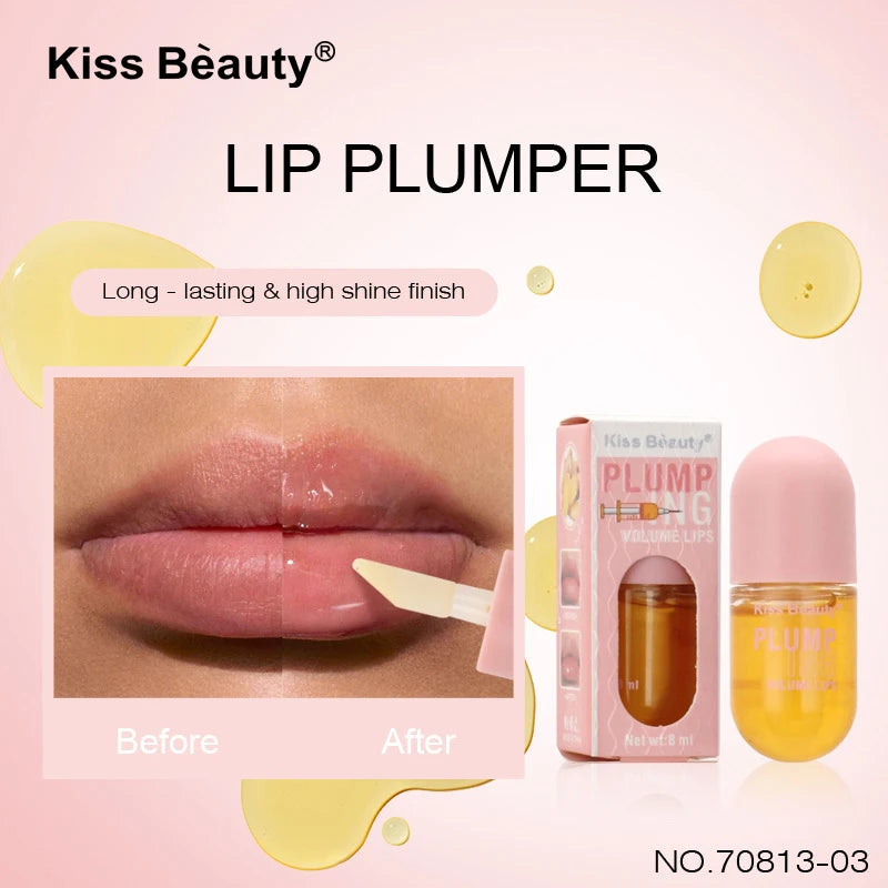 Óleo Lip Plumper de Longa Duração, Intensificador de Volume Instantâneo, Sérum Labial, Colágeno para Lábios.