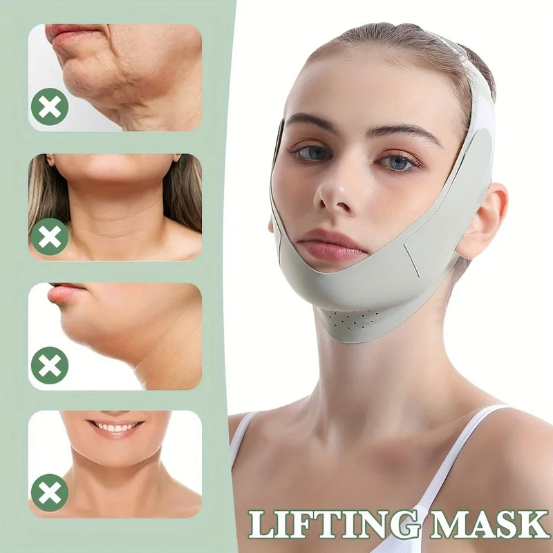 Bandagem Reutilizável para Afinar o Rosto – Modelador de Linha V – Cinta para Elevação do Queixo e Bochechas – Massageador Facial – Cuidado com a Pele e Beleza.