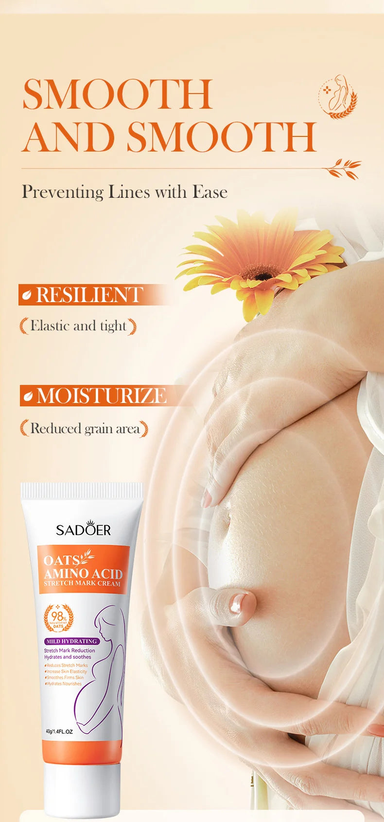 Creme Corporal Antiestrias Remoção de Estrias Pós-Parto Obesidade Gravidez Óleo para Estrias Feminino