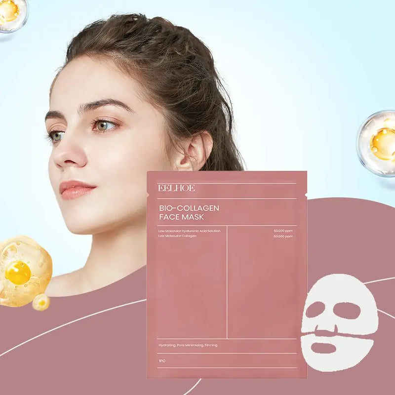 Máscara Facial de Bio-Colágeno – Máscara de Gel Hidrogel com Proteína de Colágeno – Hidratação Profunda e Suave.