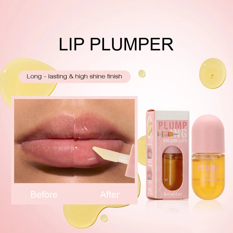 Óleo Lip Plumper de Longa Duração, Intensificador de Volume Instantâneo, Sérum Labial, Colágeno para Lábios.