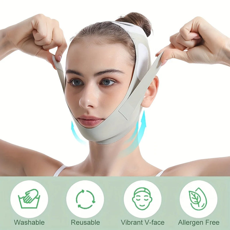 Bandagem Reutilizável para Afinar o Rosto – Modelador de Linha V – Cinta para Elevação do Queixo e Bochechas – Massageador Facial – Cuidado com a Pele e Beleza.