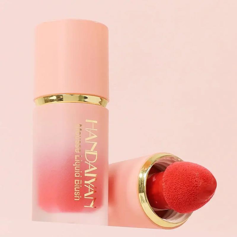 Blush Líquido Matte com Glitter Handaiyan, Mousse Suave para Bochechas e Olhos, Bastão Iluminador e Contorno, Blush à Prova D'Água