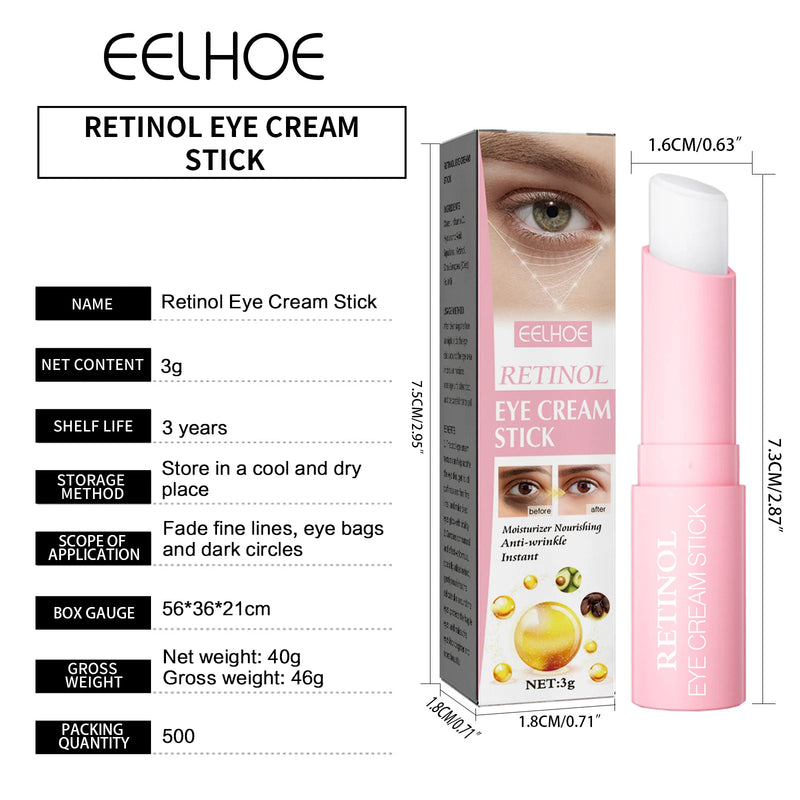 Creme para os Olhos EELHOE com Retinol para Lifting Facial, Bálsamo Hidratante em Bastão, Anti-rugas, Anti-inchaço, Remove Olheiras e Bolsas nos Olhos.