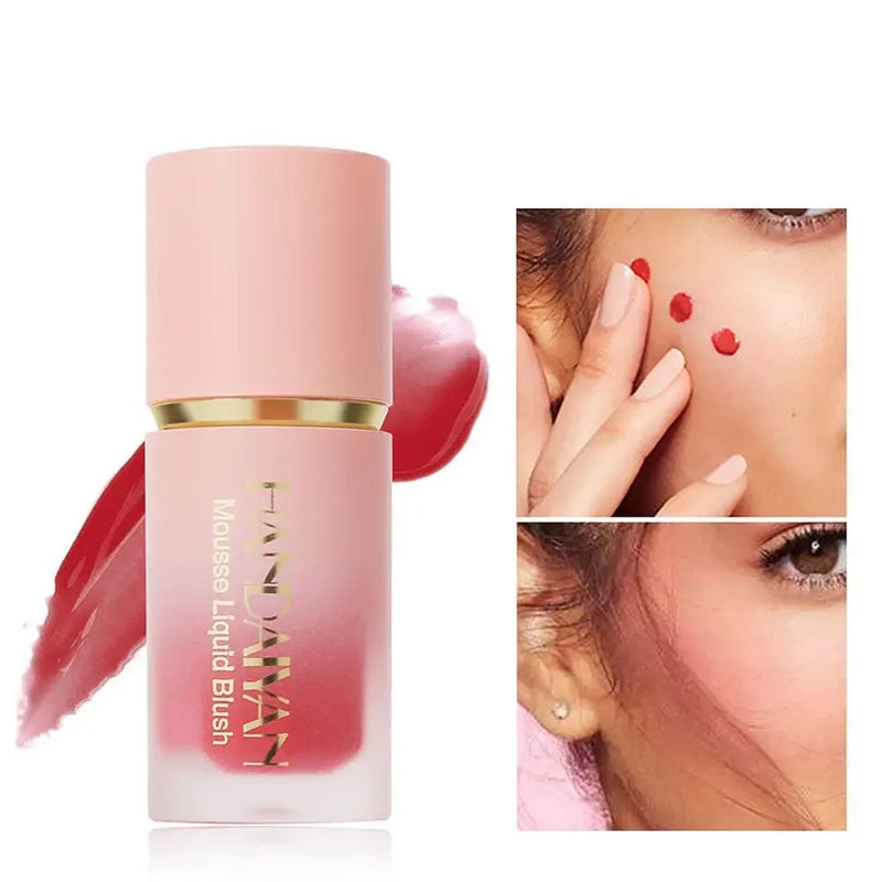 Blush Líquido Matte com Glitter Handaiyan, Mousse Suave para Bochechas e Olhos, Bastão Iluminador e Contorno, Blush à Prova D'Água