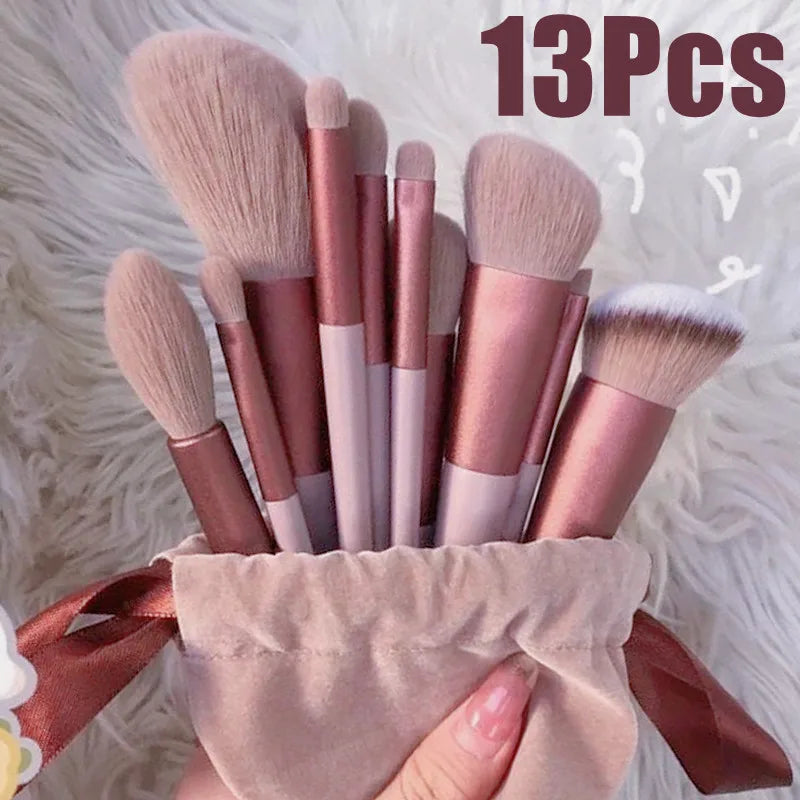 Conjunto de 13 Pincéis de Maquiagem, Pincéis para Sombra, Base, Blush, Pincéis Cosméticos para Mulheres.