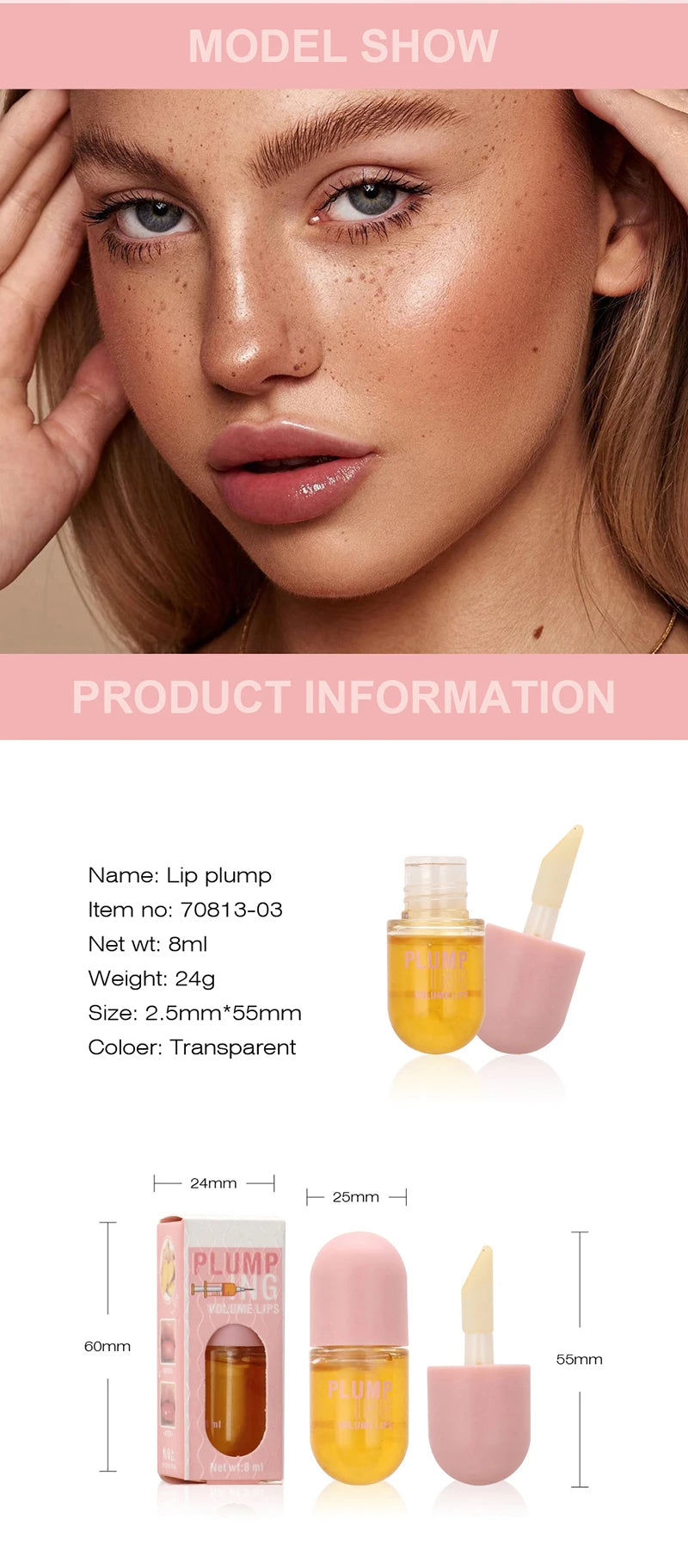 Óleo Lip Plumper de Longa Duração, Intensificador de Volume Instantâneo, Sérum Labial, Colágeno para Lábios.